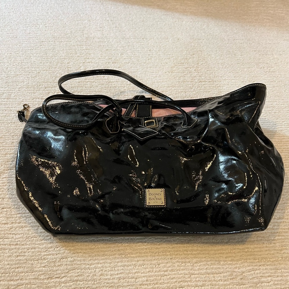 Dooney and Bourke patent leather black tote